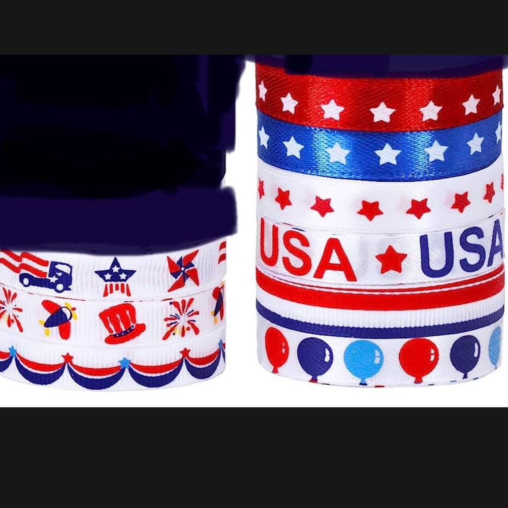 NIB 18pc 5yard red white & blue ribbons